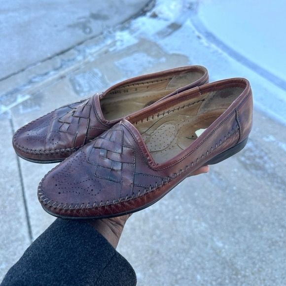 Vintage Santoni‎ Vero Cuoio Men\'s Leather Loafers Size 7 Brown main image 6